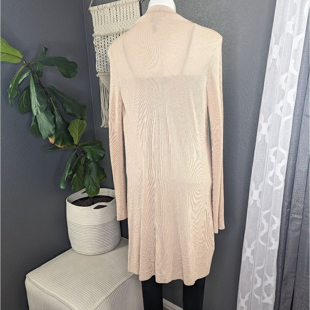 EILEEN FISHER Women's Ribbed Knit Tencel Open Long Cardigan Sweater Tan S - Picture 5 of 10